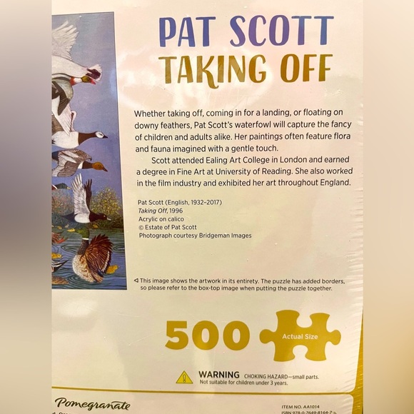 NIP Pomegranate Pat Scott 500 Piece Puzzle Geese Themed “Taking Off” - Picture 4 of 4